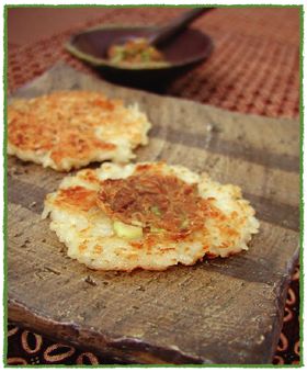 ご飯のお焼き葱ミソのせ